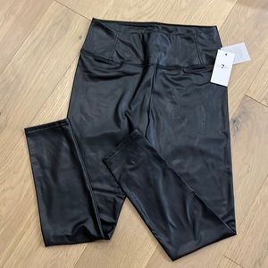BNWT 7 For All Mankind Vegan Faux Leather Black Leggings Size L